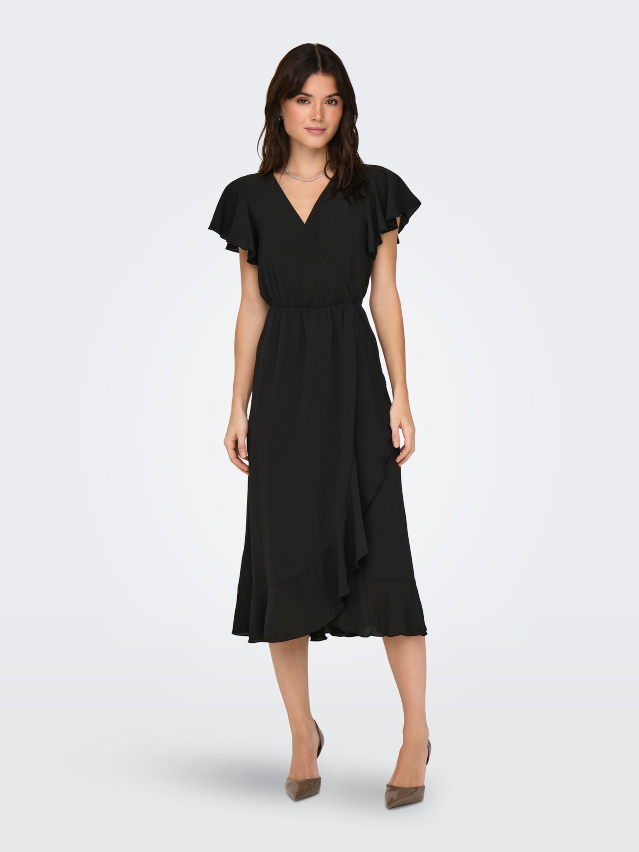 ONLY Regular Fit V-hals Puffermer Kort kjole -Black - 15293978