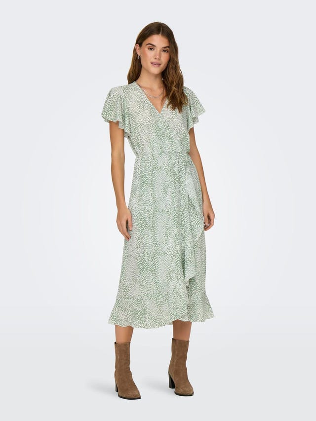 ONLY Printed Wrap midi dress - 15293978