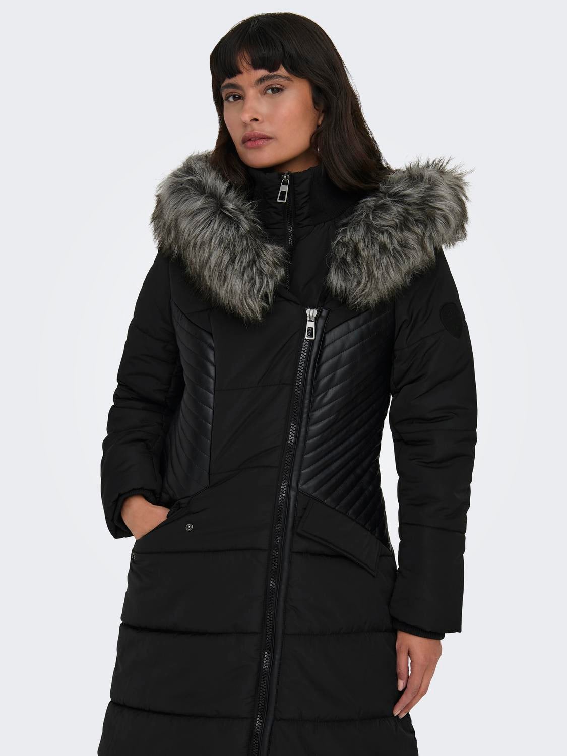 Ladies black padded winter on sale coat