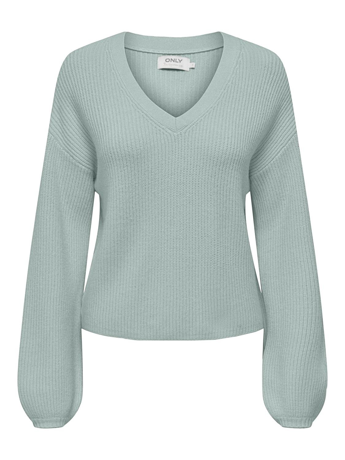 ONLY V-neck knit pullover -Harbor Gray - 15294086