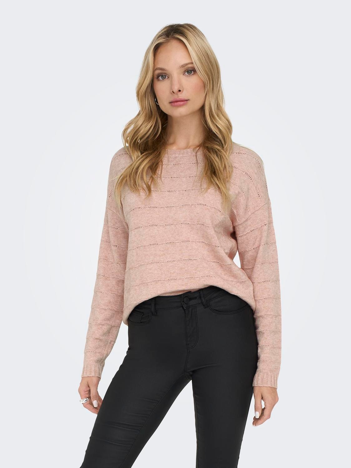 ONLY o-neck knit with long sleeves -Rose Smoke - 15294115
