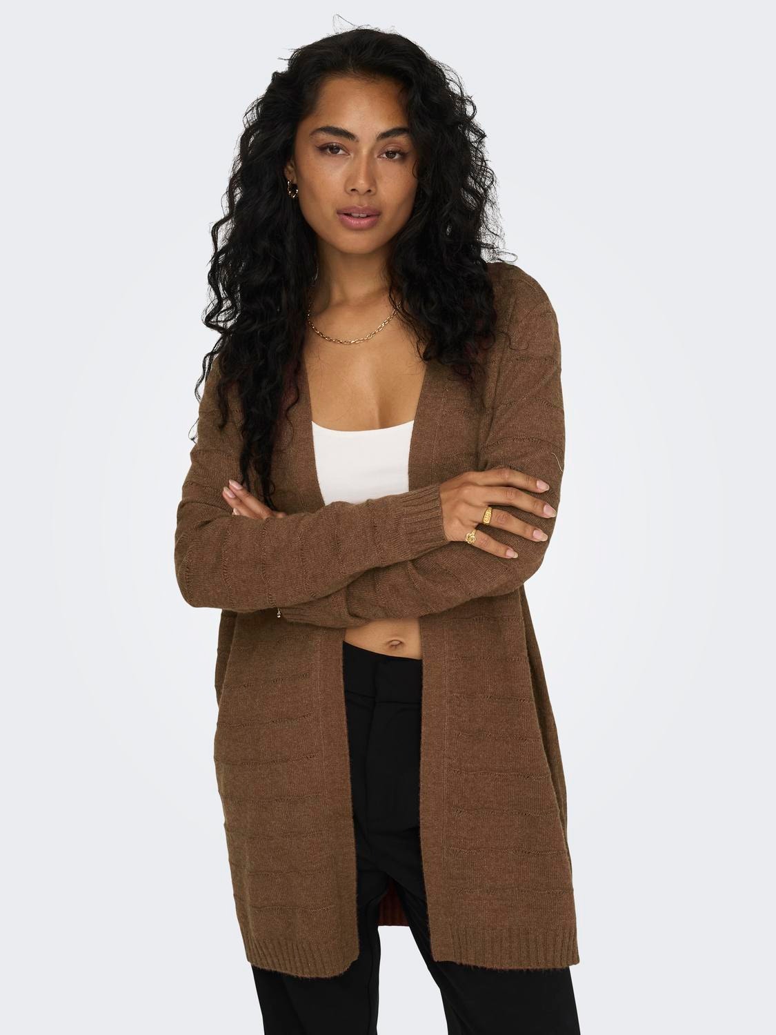 ONLY Long knit cardigan -Friar Brown - 15294120