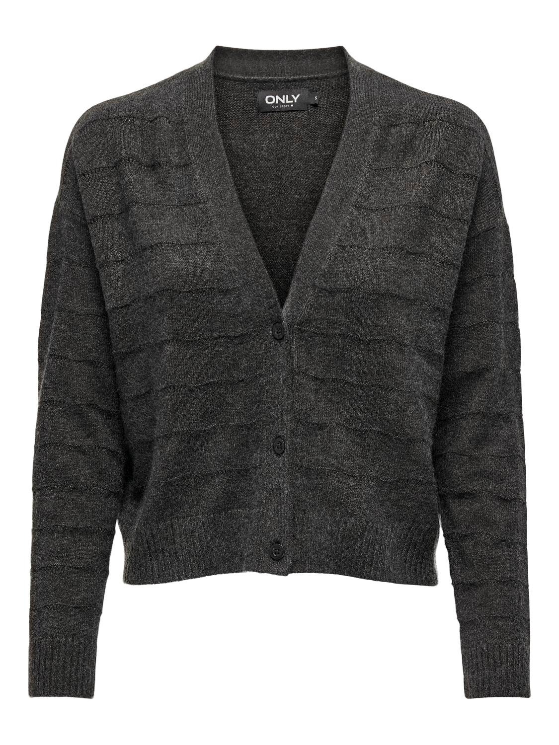ONLY V-neck knit cardigan -Dark Grey Melange - 15294121