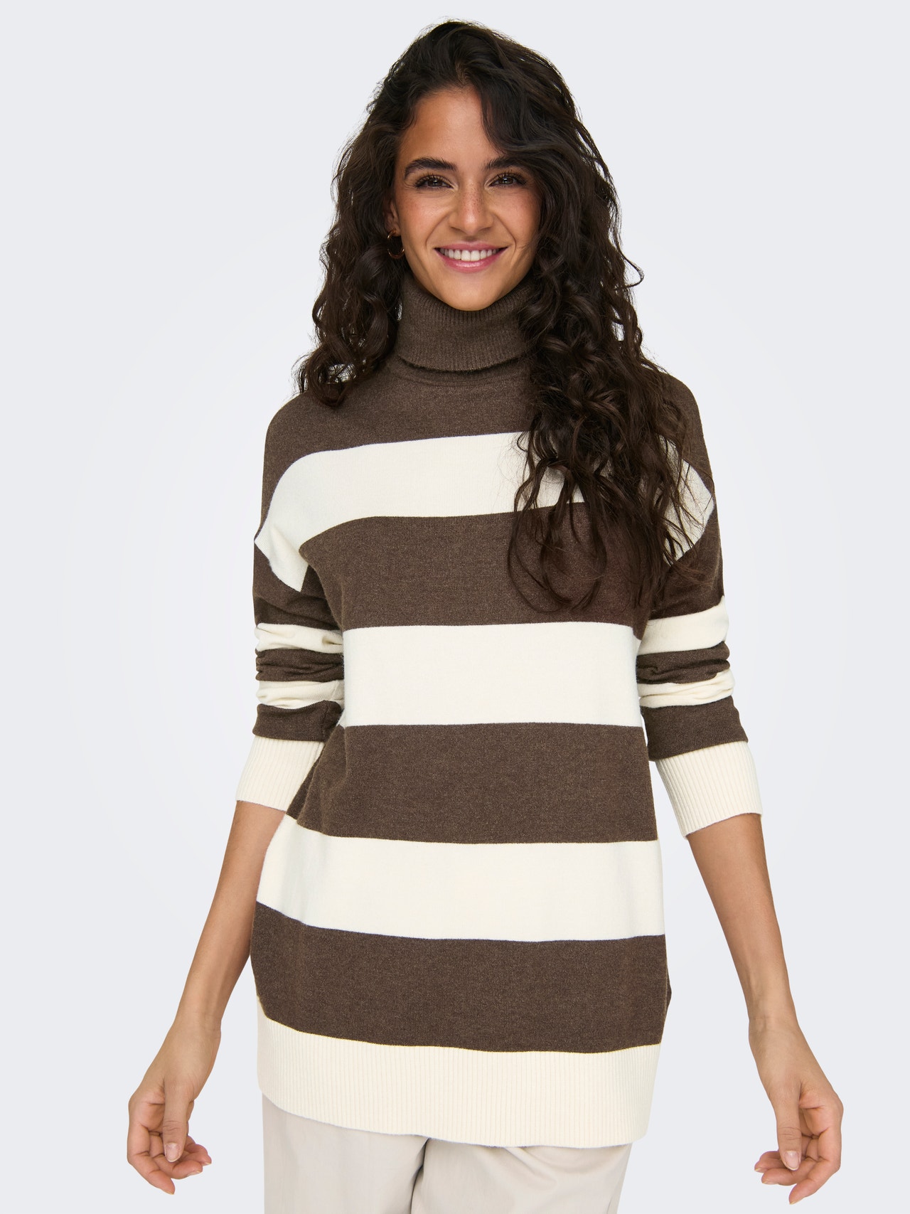 ONLY Roll neck knitted pullover -Chestnut - 15294128