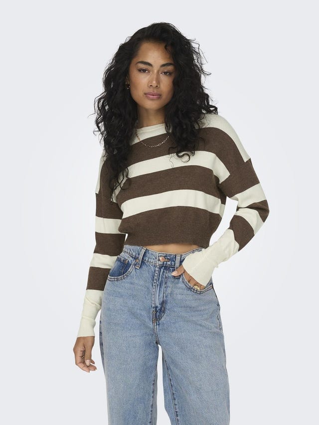 ONLY cropped o-neck knitted pullover - 15294130