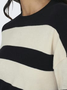 ONLY cropped o-neck shirt with stripes -Black - 15294130