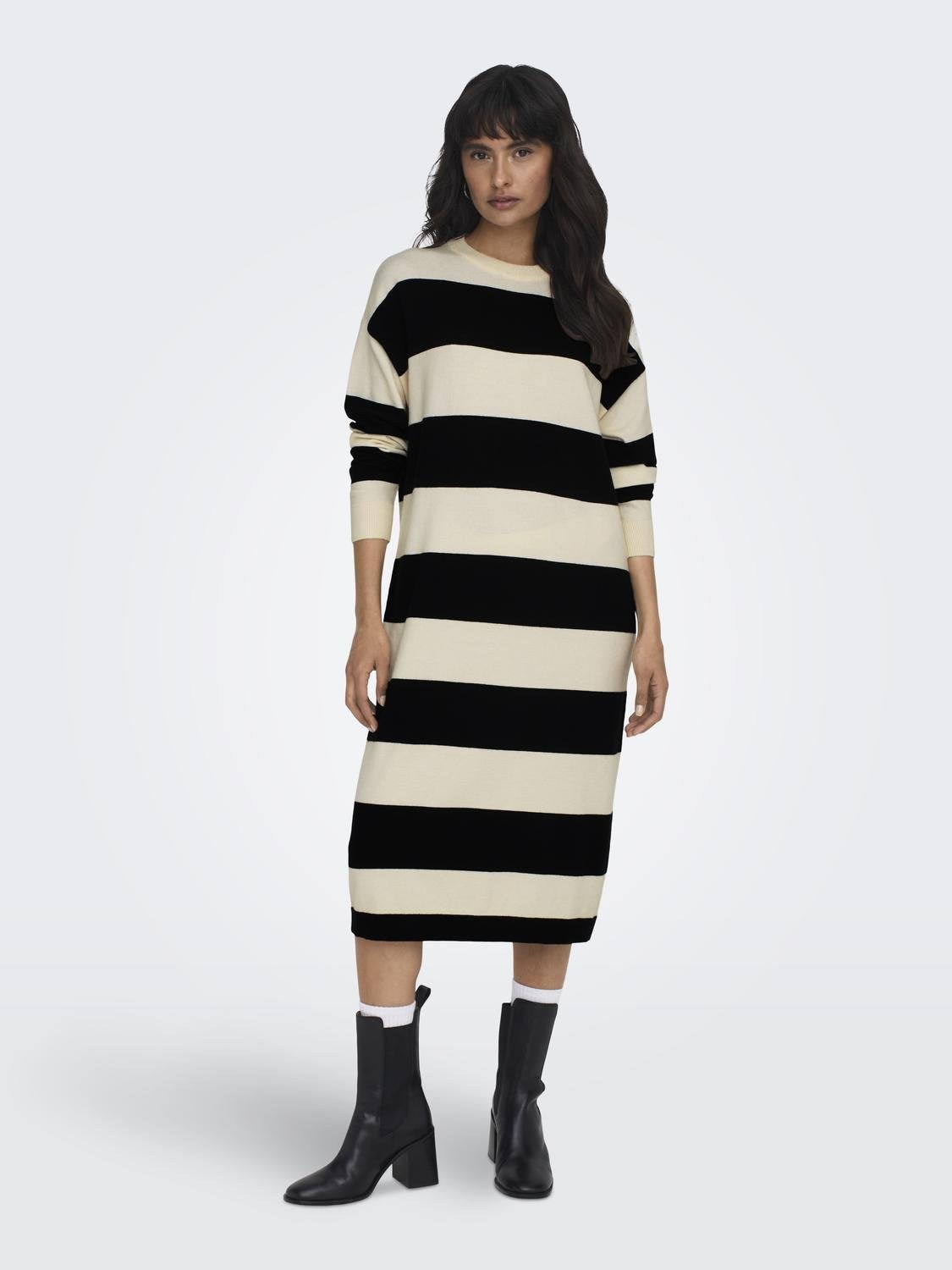 Midi knit dress with stripes | Black | ONLY®