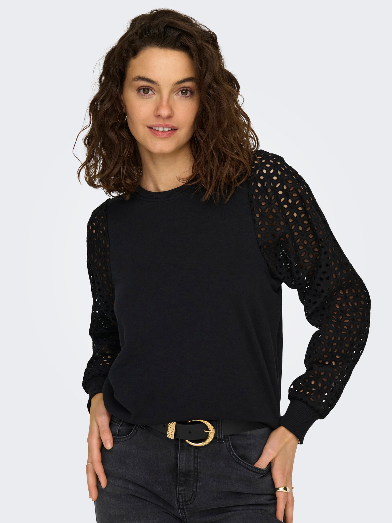 ONLY Sweat-shirt Regular Fit Col rond -Black - 15294283