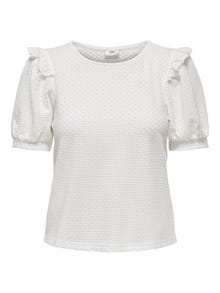 ONLY O-neck with short puff sleeves -Cloud Dancer - 15294325