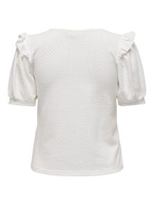 ONLY O-neck with short puff sleeves -Cloud Dancer - 15294325
