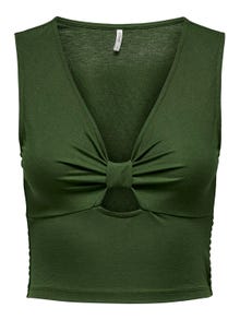 ONLY Cropped Fit V-Neck Top -Rifle Green - 15294427
