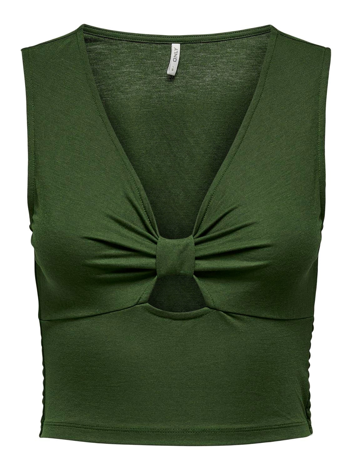 ONLY Cropped v-neck top -Rifle Green - 15294427