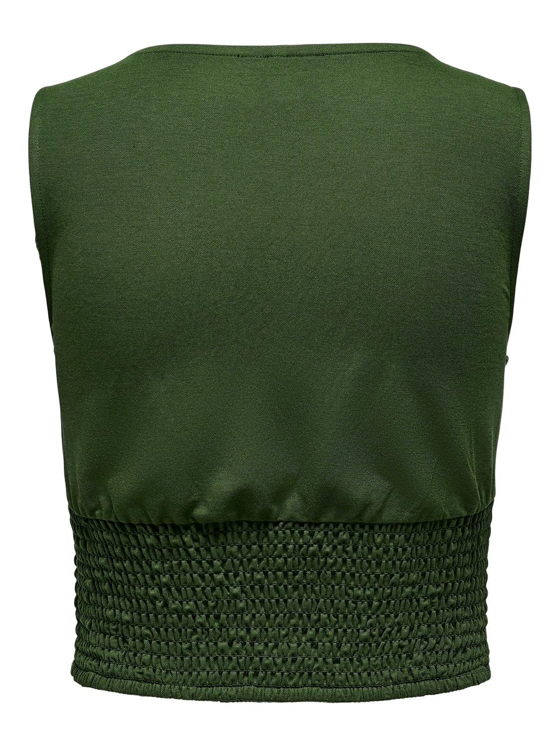 ONLY Cropped Fit V-Neck Top -Rifle Green - 15294427
