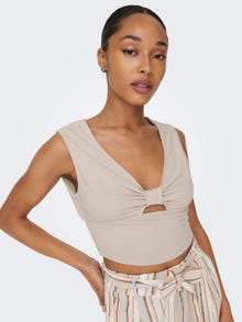 ONLY Tops Cropped Fit Col en V -Pumice Stone - 15294427