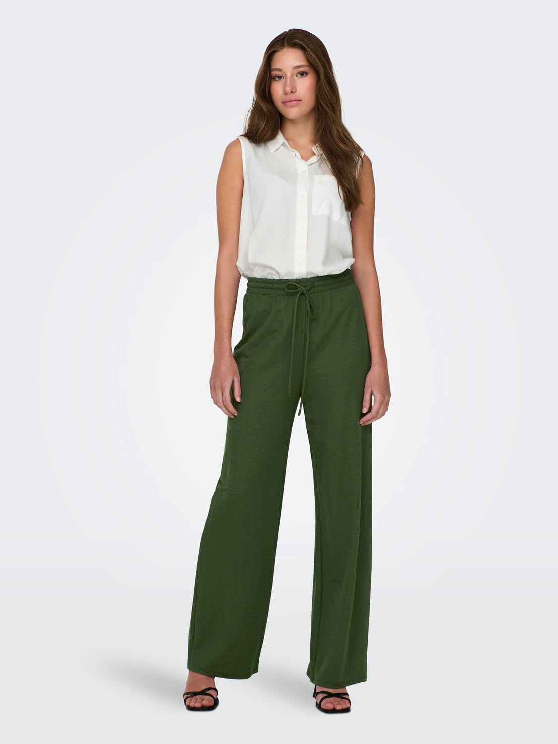 ONLY Classic trousers with strings -Rifle Green - 15294429