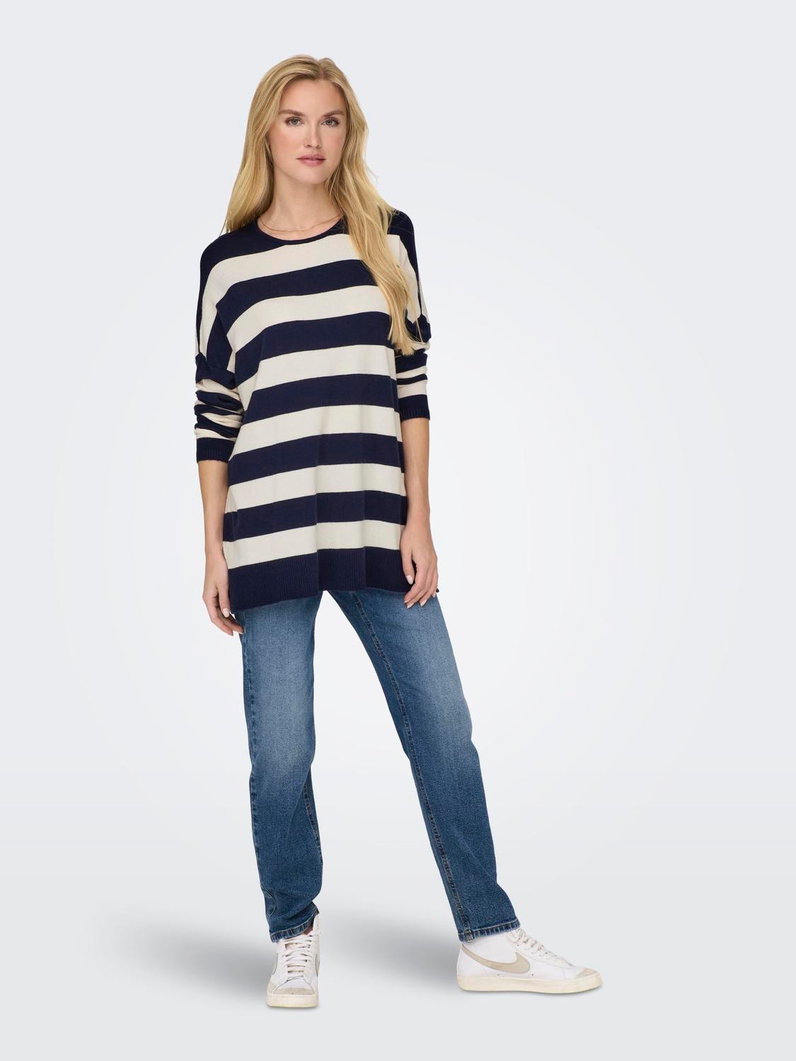ONLY Round Neck Dropped shoulders Pullover -Maritime Blue - 15294434