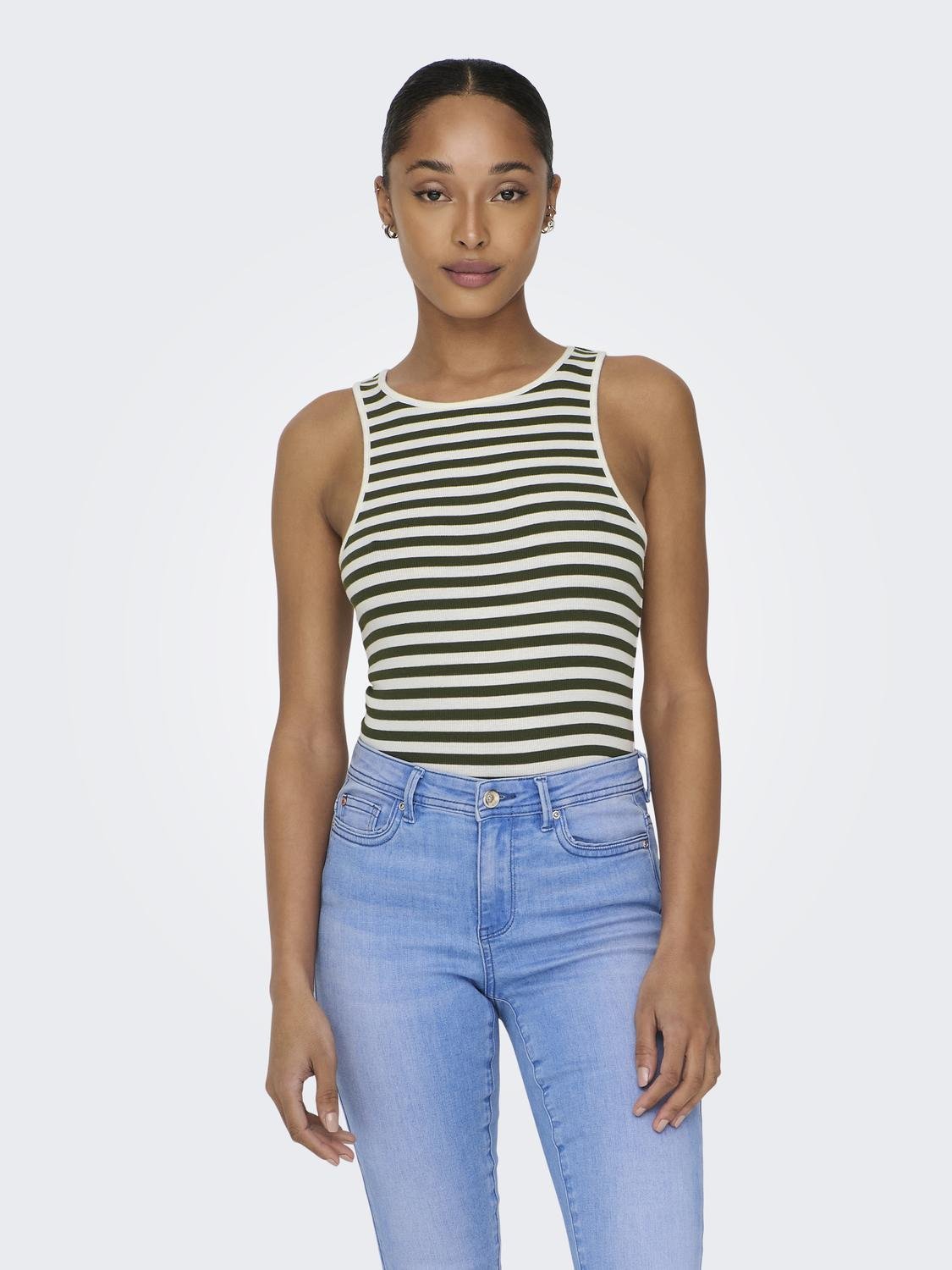 ONLY Regular fit O-hals Top -Rifle Green - 15294448