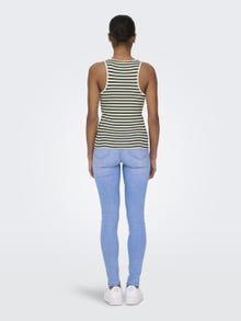 ONLY O-neck top with stripe detail -Rifle Green - 15294448