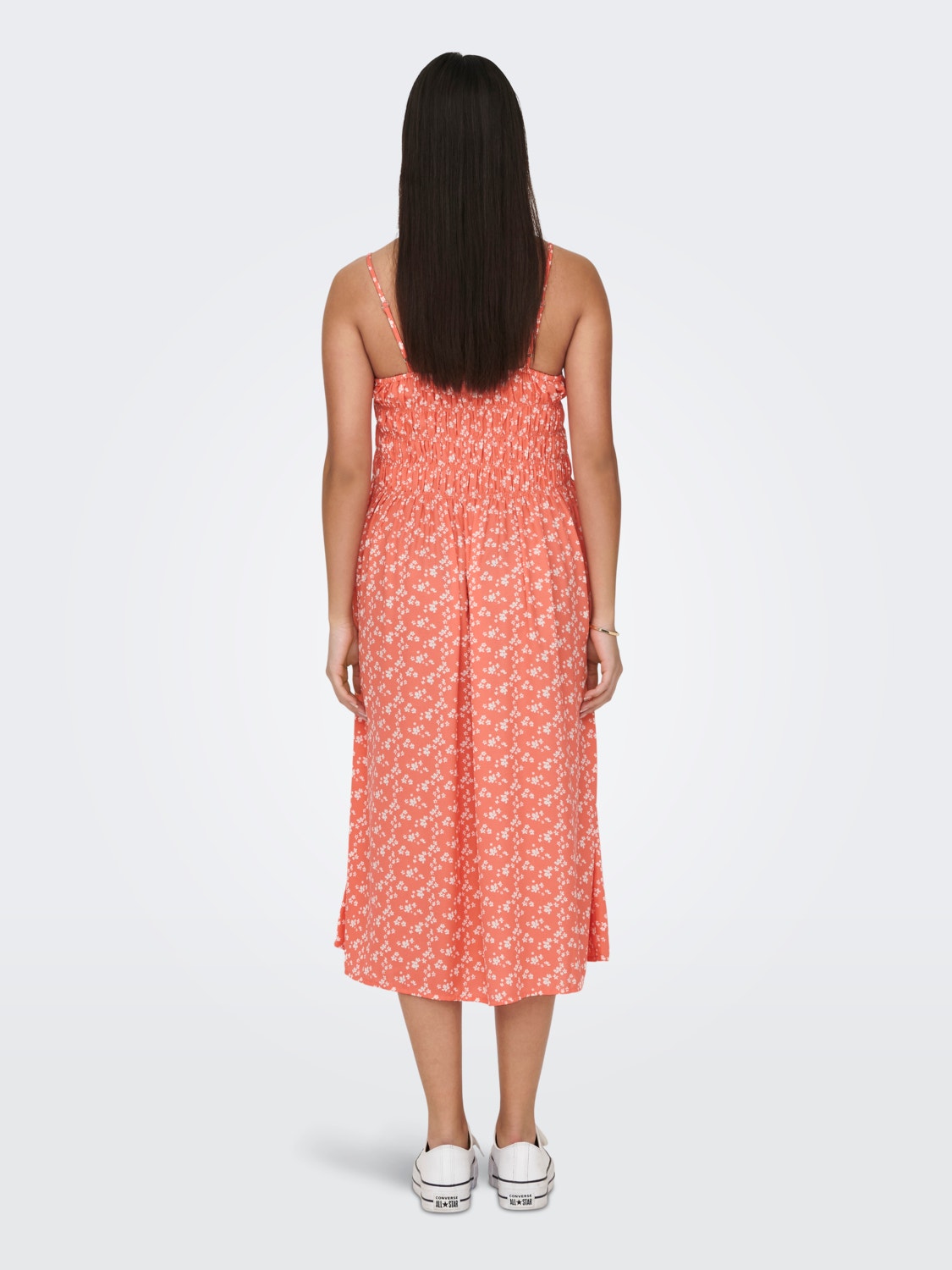 ONLY Smock kjole med firkantet hals  -Living Coral - 15294476