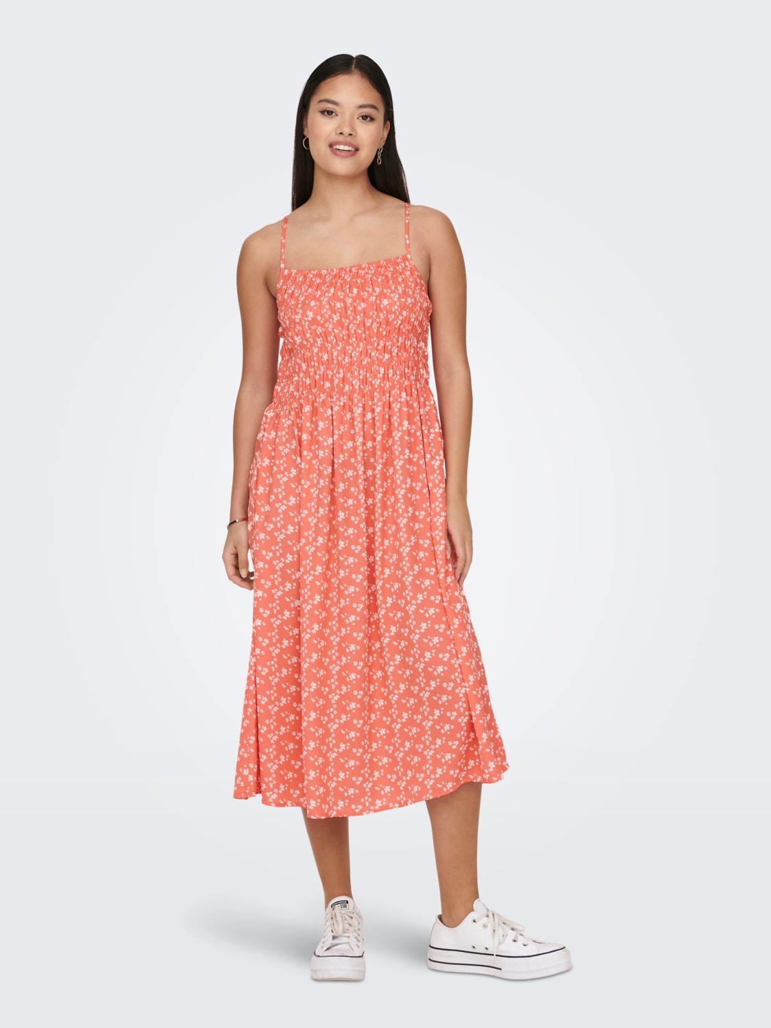 ONLY Smock dress with square neck -Living Coral - 15294476