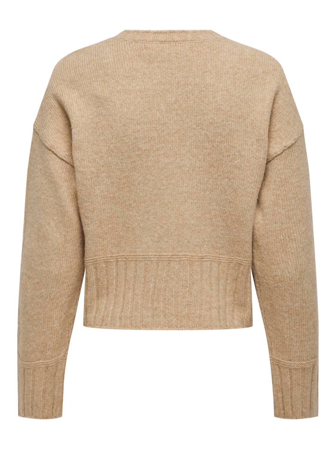 ONLY O-neck knitted pullover -Irish Cream - 15294484