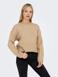 ONLY O-neck knitted pullover -Irish Cream - 15294484