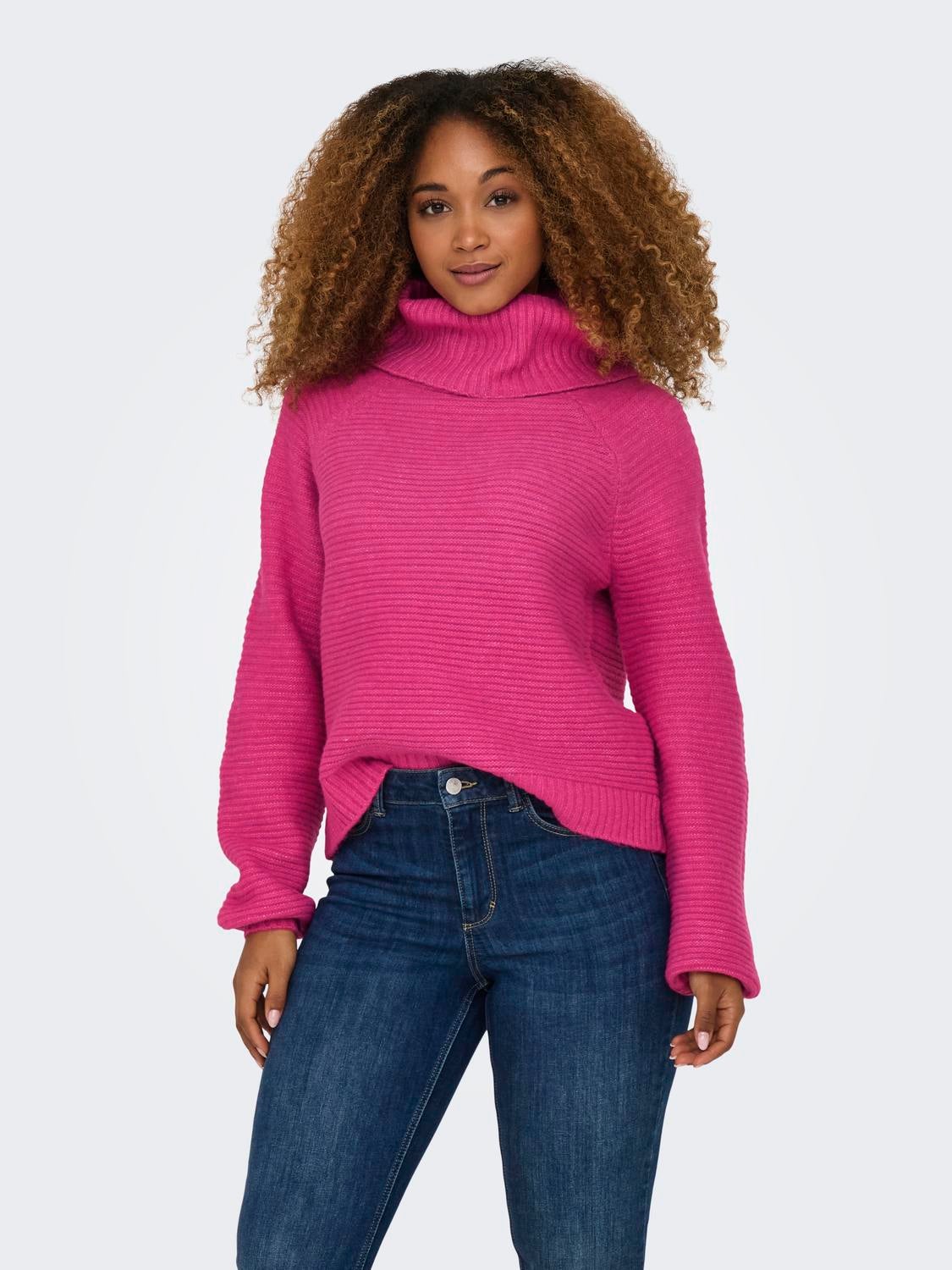 Hot pink cowl neck 2024 sweater