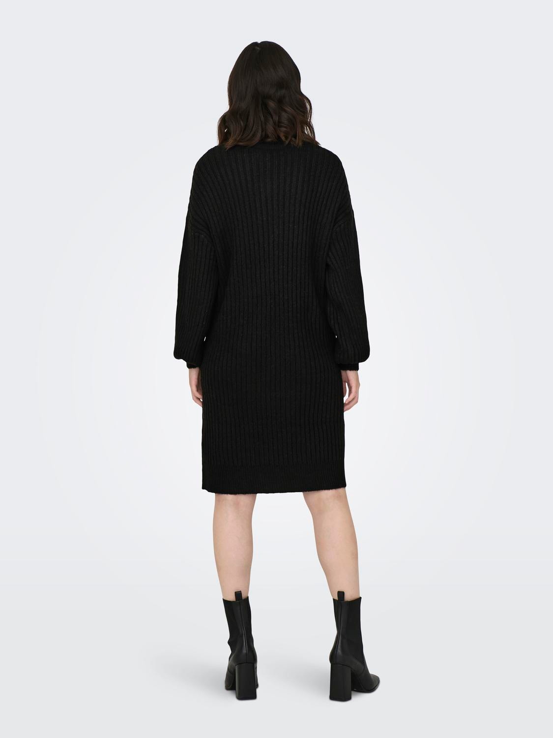 ONLY Mini o-neck knitted dress -Black - 15294488