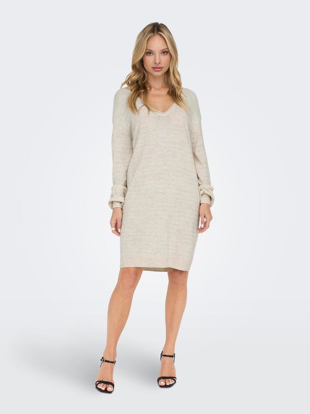 ONLY mini V-neck knitted dress - 15294523
