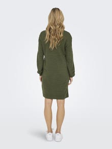 ONLY mini V-neck knitted dress -Winter Moss - 15294523