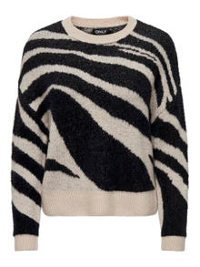 ONLY O-neck knit with pattern -Black - 15294536