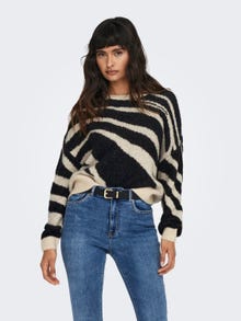 ONLY O-neck knit with pattern -Black - 15294536