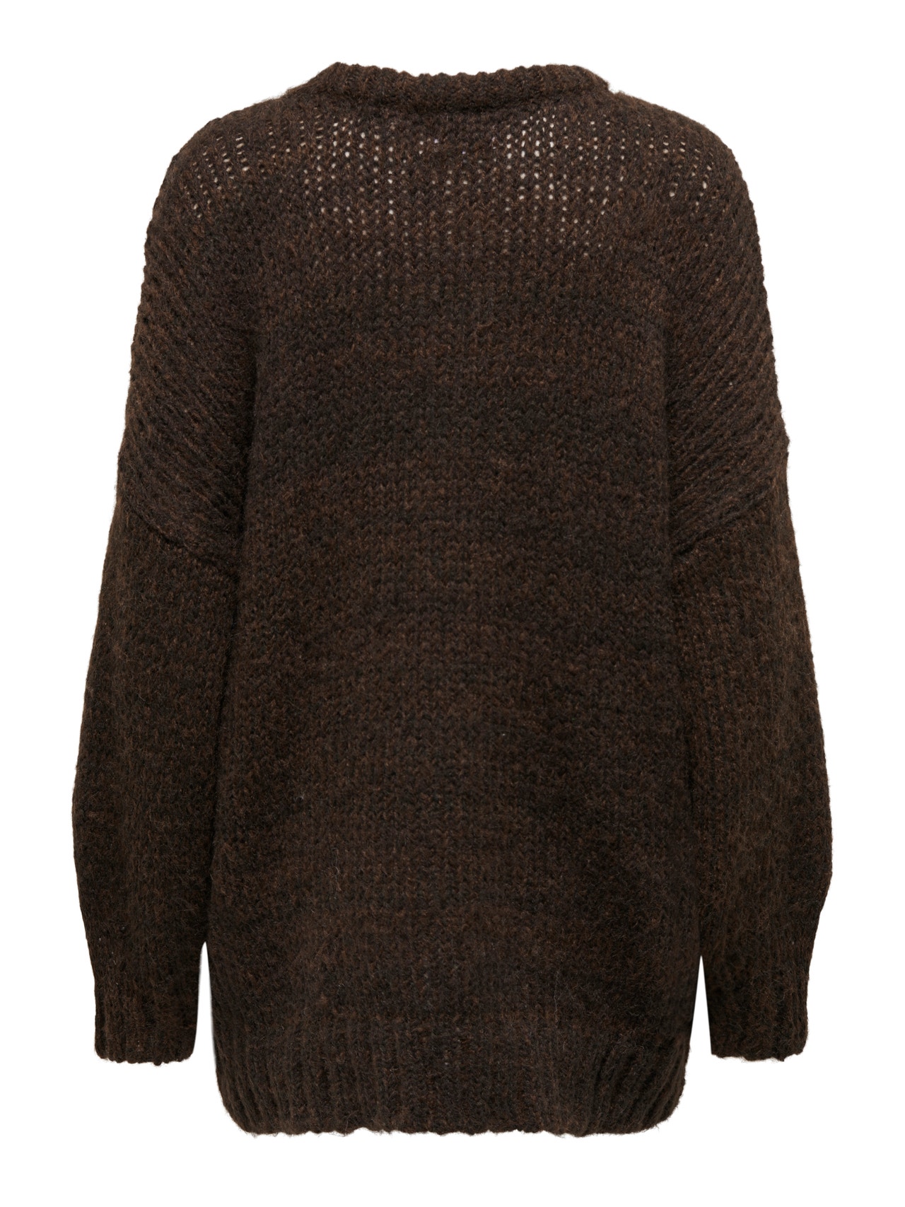 ONLY O-neck long knitted pullover -Chestnut - 15294657