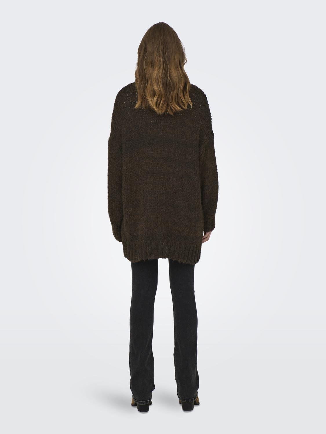 ONLY O-neck long knitted pullover -Chestnut - 15294657