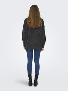 ONLY O-neck long knitted pullover -Dark Grey Melange - 15294657