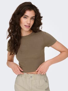 ONLY Cropped knit top -Walnut - 15294790