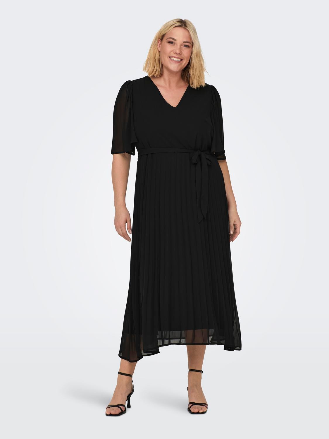 Archaïsch Speciaal roestvrij Regular fit V-Hals Lange jurk | Zwart | ONLY®