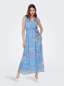 ONLY V-Hals Maxi Kjole -Clear Sky - 15295340