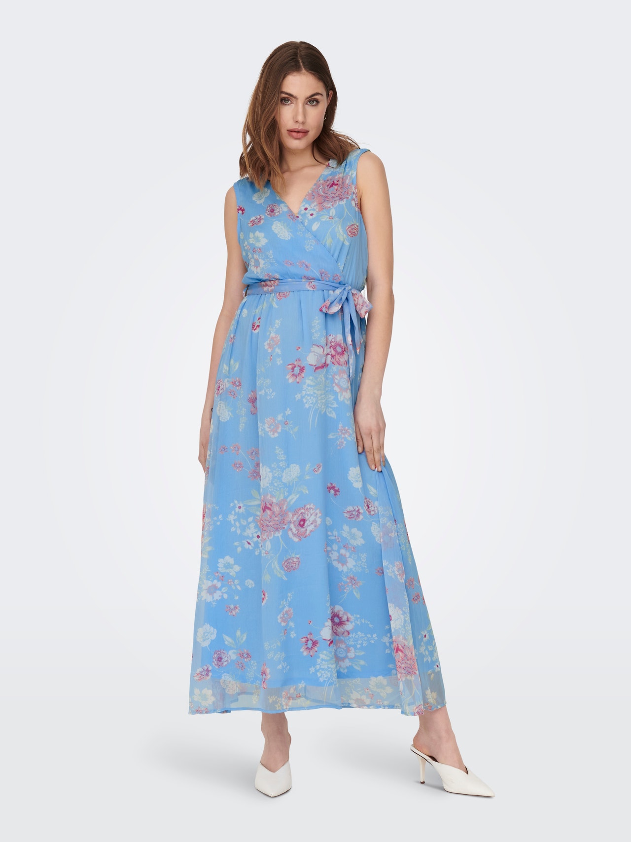 ONLY V-Hals Maxi Kjole -Clear Sky - 15295340