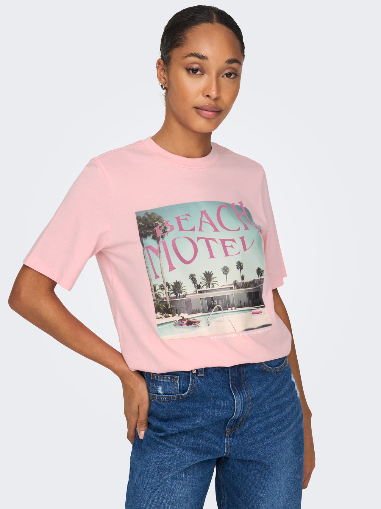 ONLY Normal geschnitten Rundhals T-Shirt -Candy Pink - 15295382