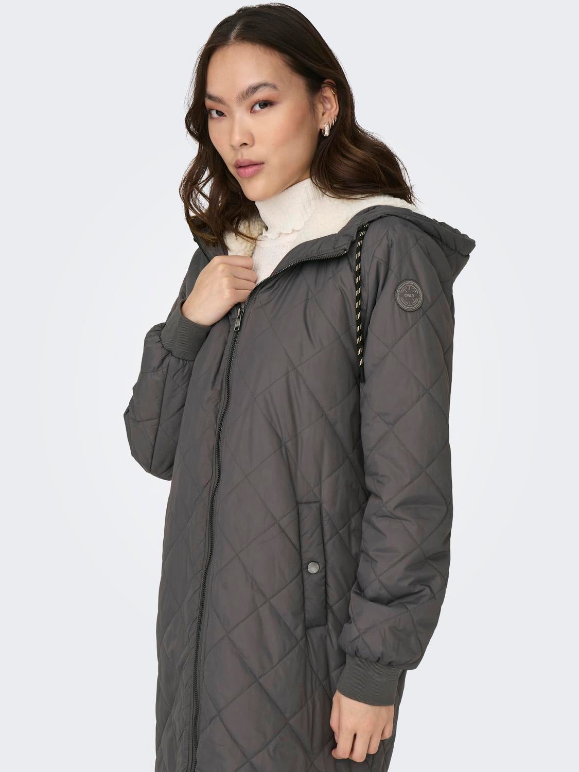 Long quilted clearance parka