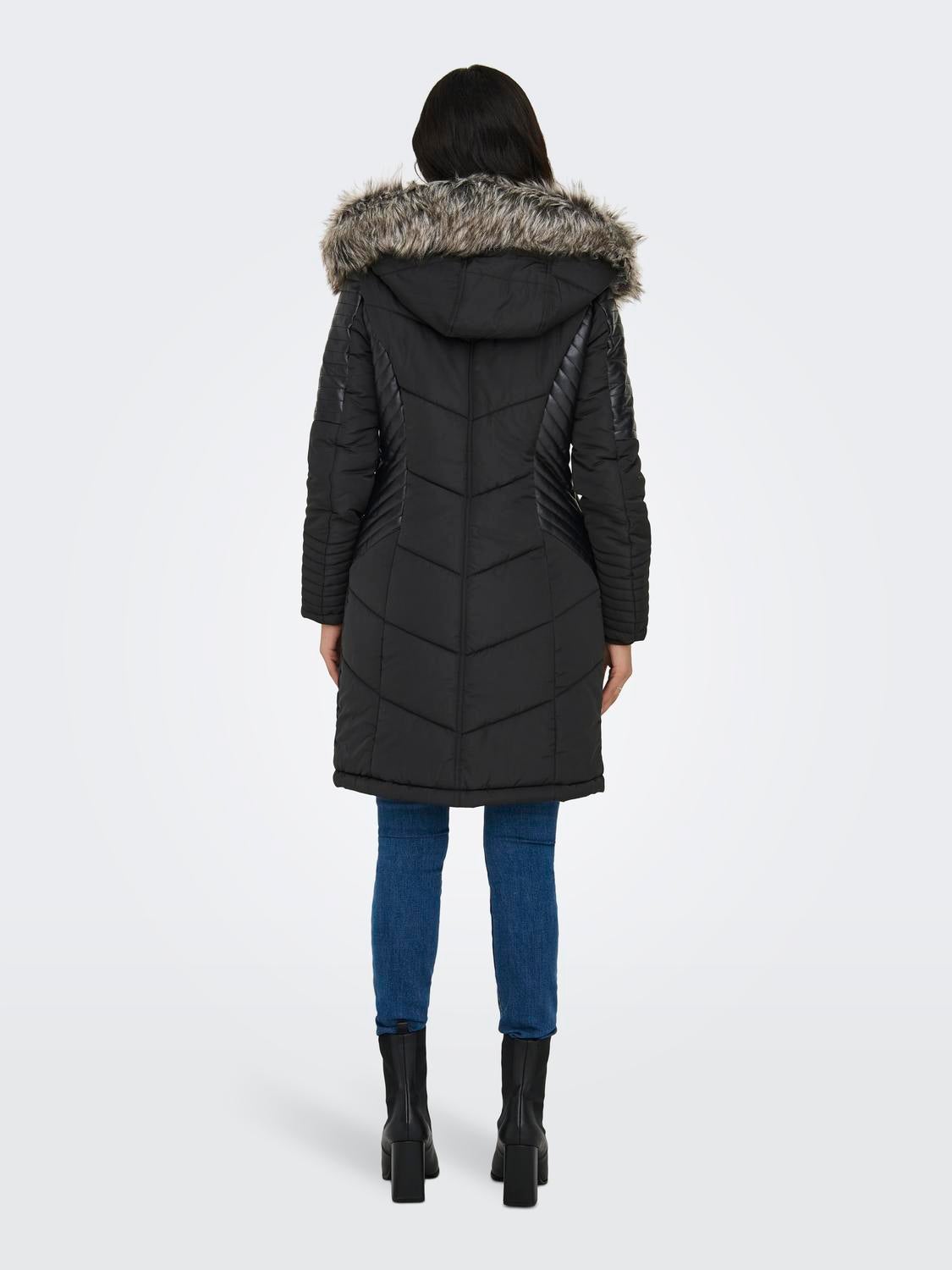 Only linette fur on sale hood coat black