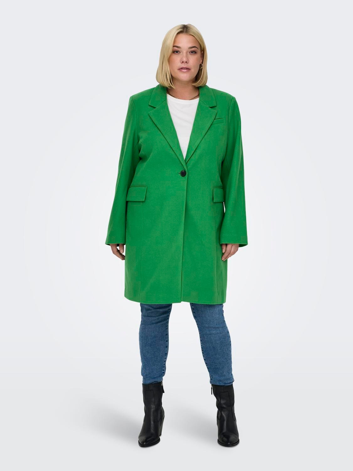 ONLY Curvy Solid colored coat -Green Bee - 15295413