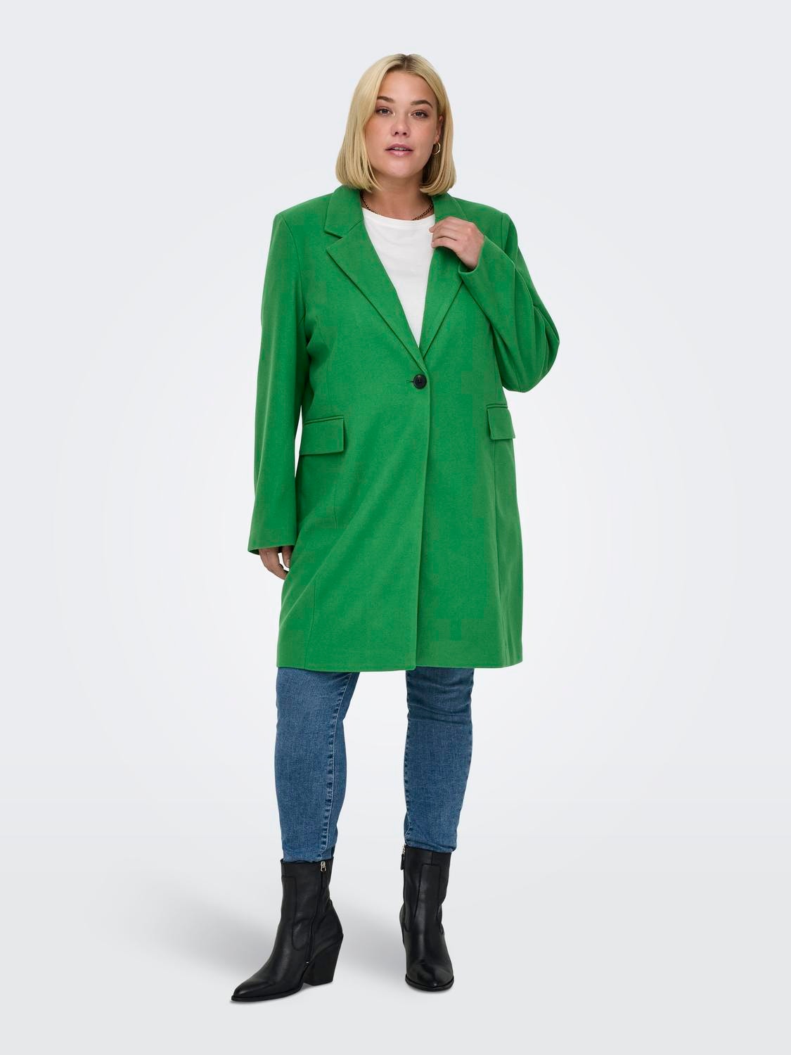 ONLY Spread collar Curve Coat -Green Bee - 15295413