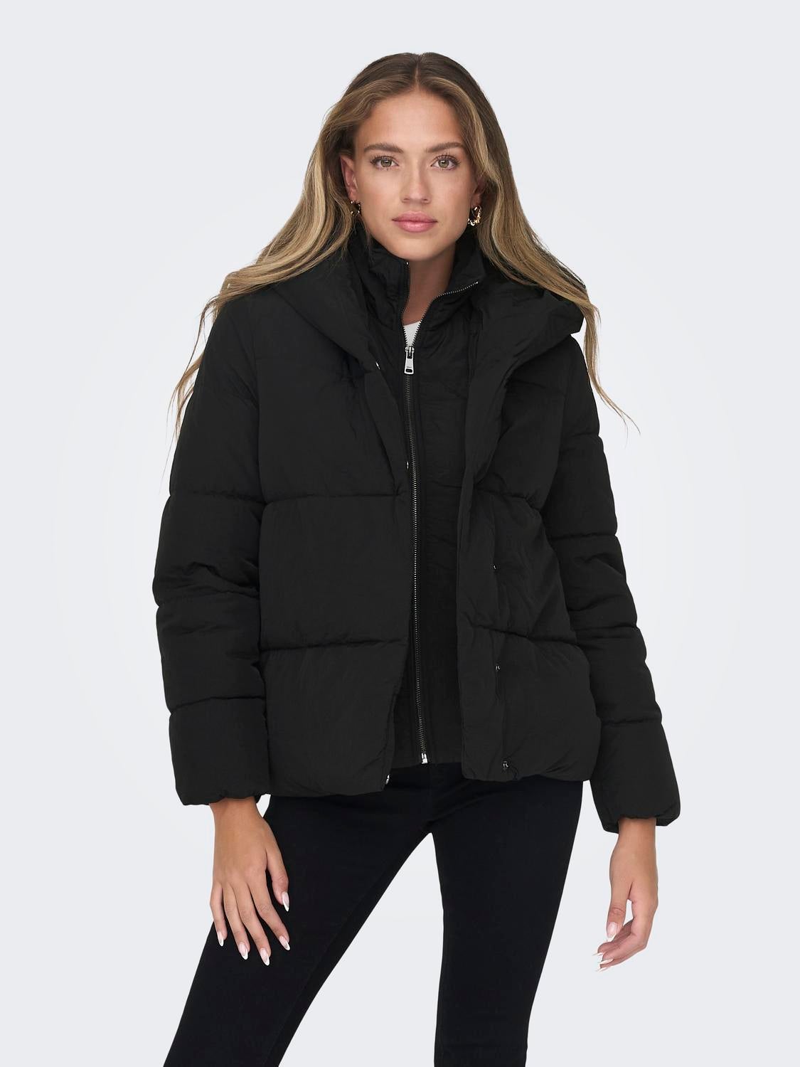 Black puffer jacket womens with hood online