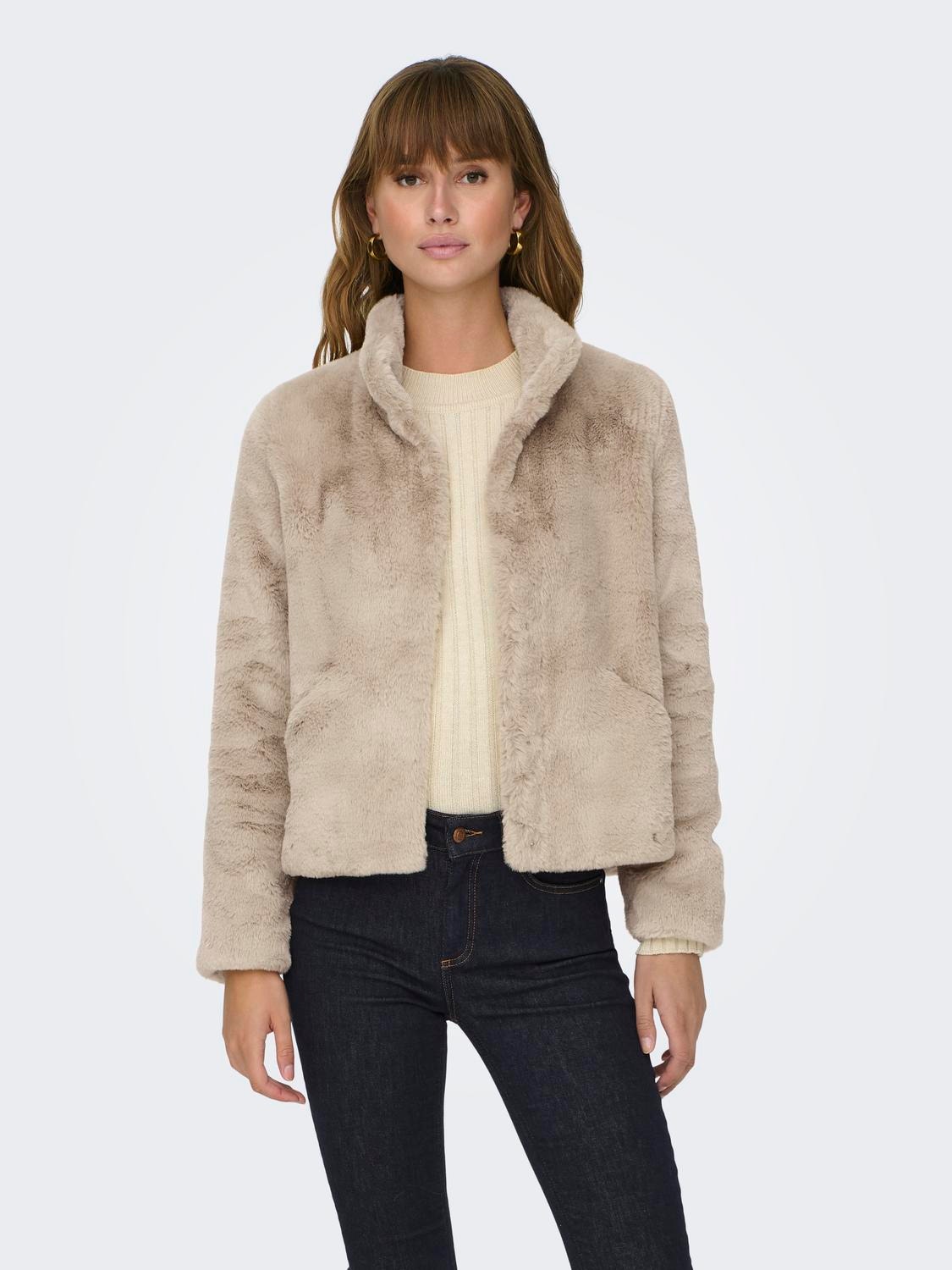 ONLY Short faux fur jacket -Humus - 15295423
