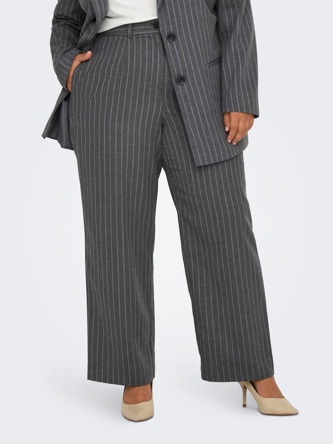 ONLY Pantalons Regular Fit Taille moyenne Jambe évasée Curve -Dark Grey Melange - 15295480