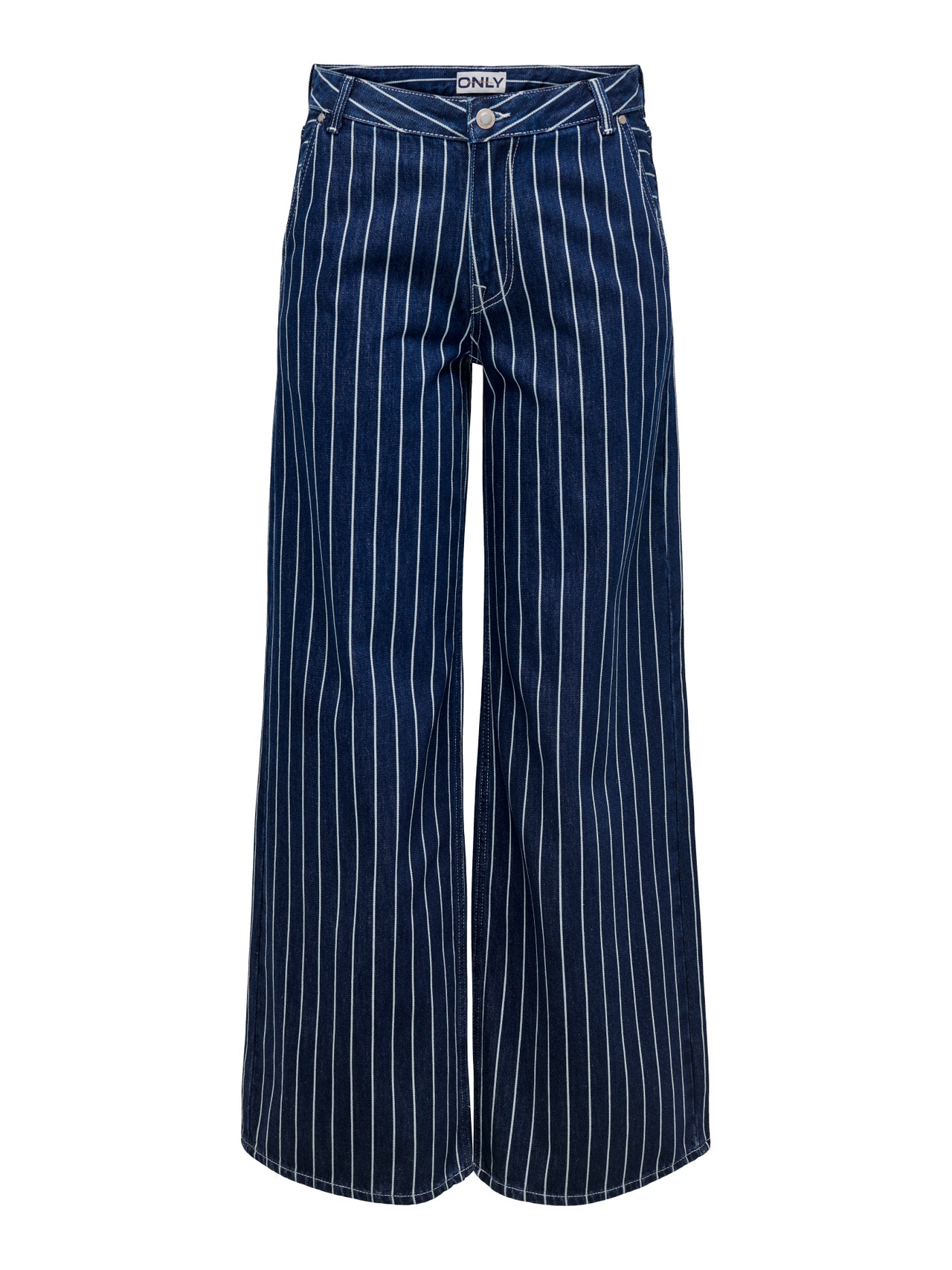 ONLY ONLVELA High Waist STRIPE EX WIDE Jeans -Dark Blue Denim - 15295490