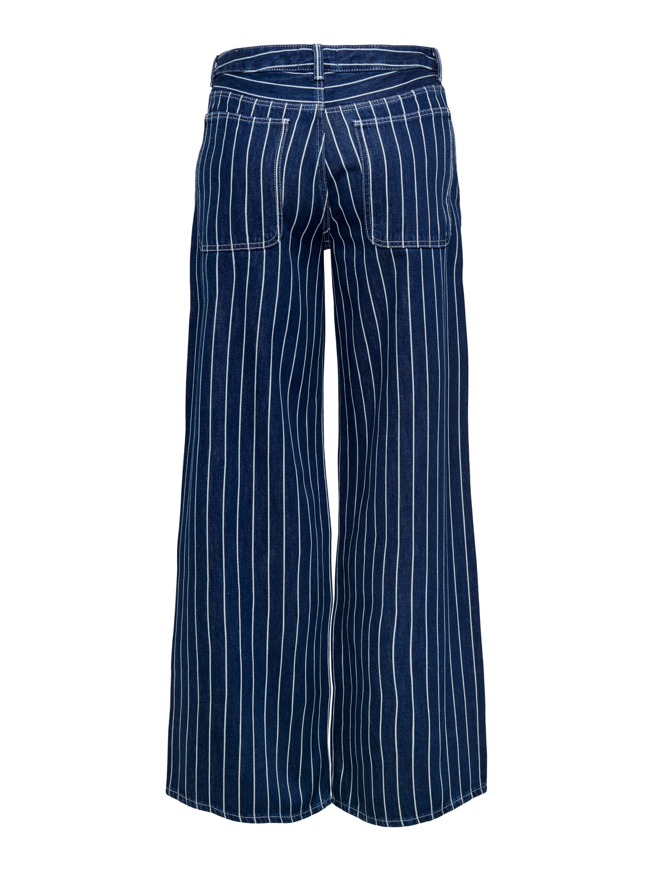 ONLY ONLVELA High Waist STRIPE EX WIDE Jeans -Dark Blue Denim - 15295490