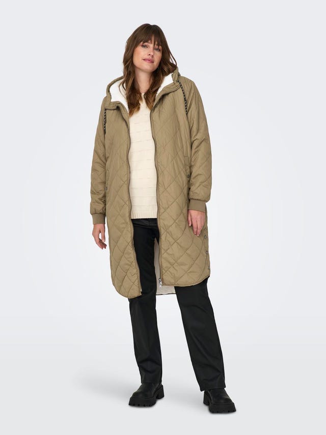 ONLY Hood with string regulation Curve Ribbed cuffs Coat - 15295516